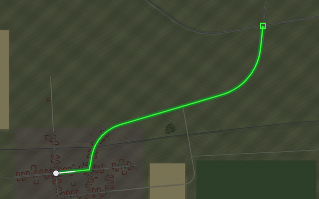 Map: the route of Bent priority road and what the car drove