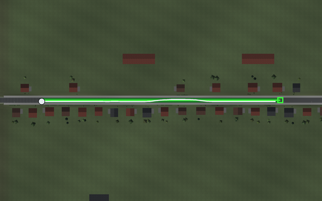 Map: the route of Overtaking a cyclist in town and what the car drove